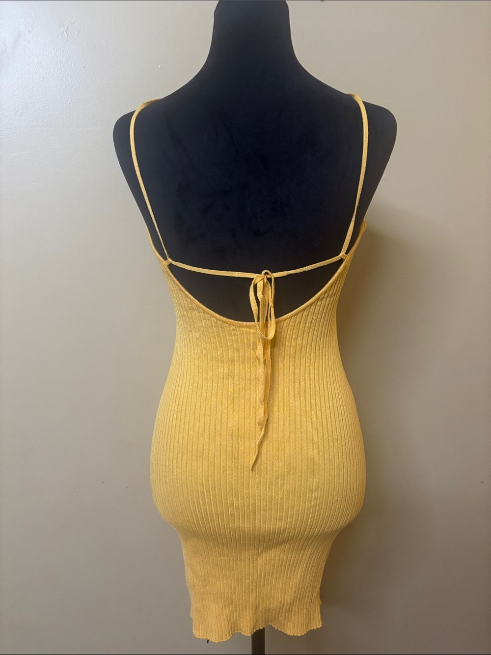 Windsor Yellow Ribbed Bodycon Mini Dress - Picture 3 of 5